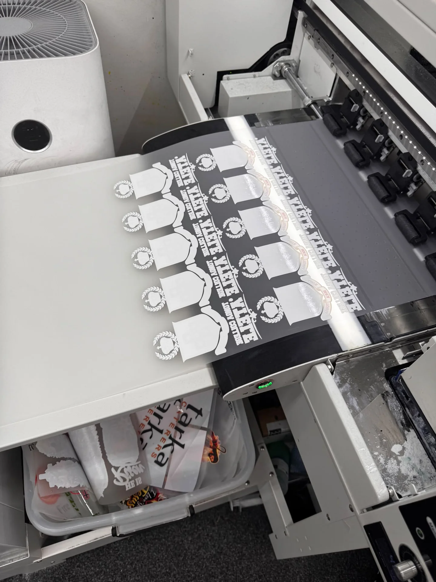 Mate Maʻa Tonga crest transfers coming off the printer